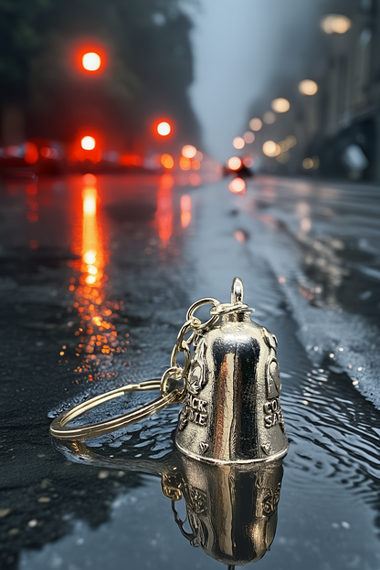 Çelik Anahtarlık Şans Çanı Guardian Bell – "Bana Güvenle Dön" Model Özel Tasarım Koruyucu Luck Bell