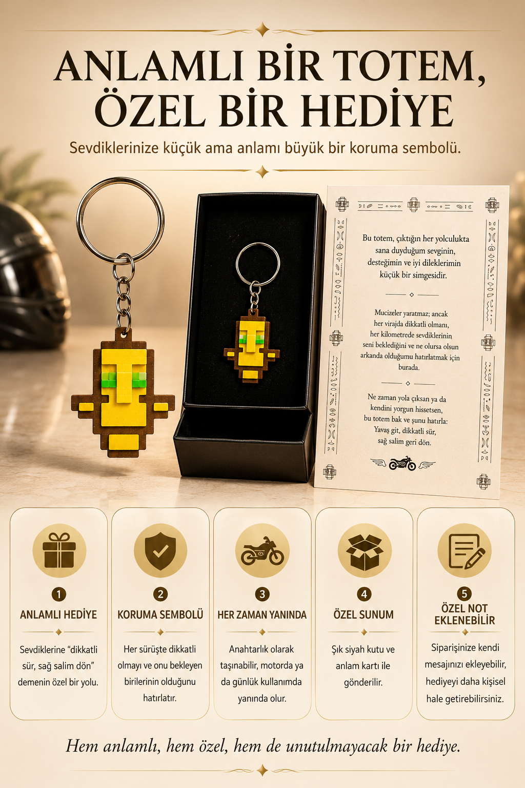 Guardian Totem | Ölümsüzlük Totemi | Motorcuya Özel Koruyucu Anahtarlık | Anlamlı Hediye Kartı ile