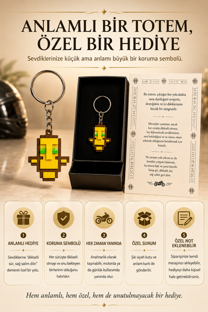Guardian Totem | Ölümsüzlük Totemi | Motorcuya Özel Koruyucu Anahtarlık | Anlamlı Hediye Kartı ile