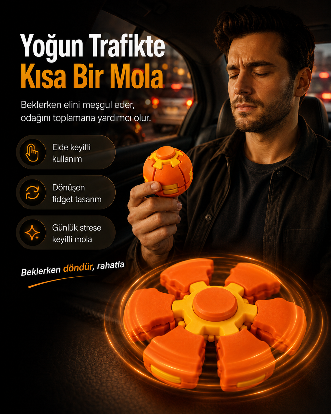 PressSpin X | 3D Fidget Spinner | Stres Giderici Avuç İçi Oyuncak Spin Fidget Ball