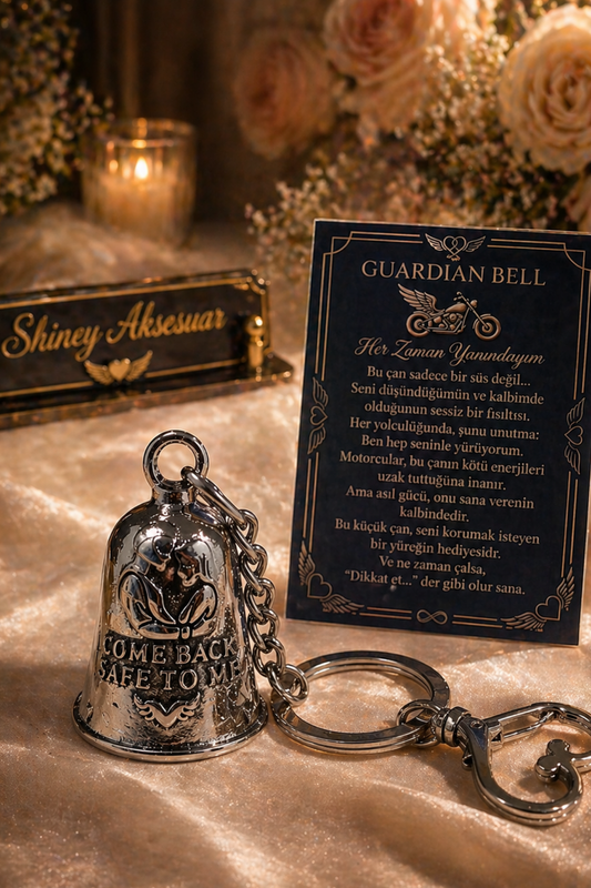Çelik Anahtarlık Şans Çanı Guardian Bell – “Bana Güvenle Dön” Model Özel Tasarım Koruyucu Luck Bell