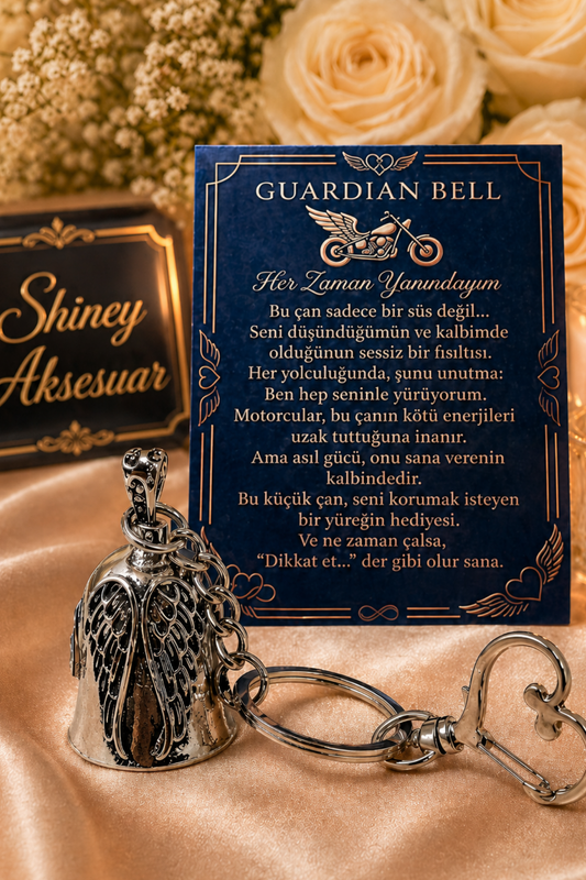Çelik Anahtarlık Şans Çanı Guardian Bell Melek Kanadı Model Koruyucu Çelik Motosiklet Luck Bell