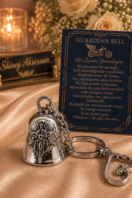 Çelik Anahtarlık Şans Çanı Guardian Bell Koruyucu Melek Model Koruyucu Çelik Motosiklet Luck Bell